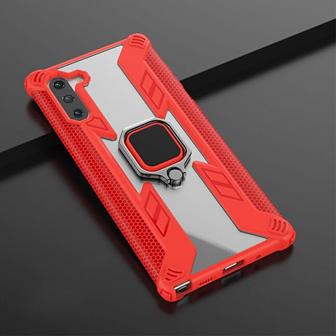 Coque Contour Silicone et Plastique Housse Etui Mat avec Magnetique Support Bague Anneau R01 pour Samsung Galaxy Note 10 Rouge