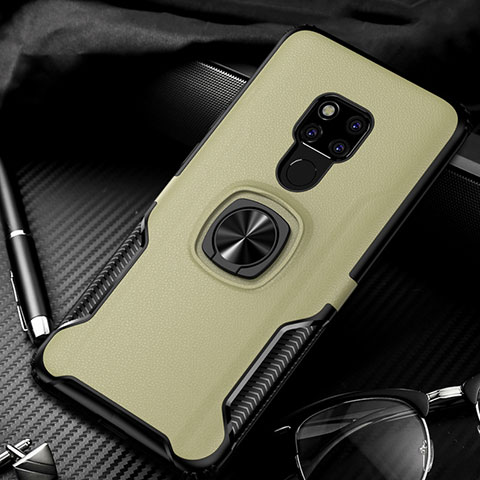 Coque Contour Silicone et Plastique Housse Etui Mat avec Magnetique Support Bague Anneau R02 pour Huawei Mate 20 X 5G Or