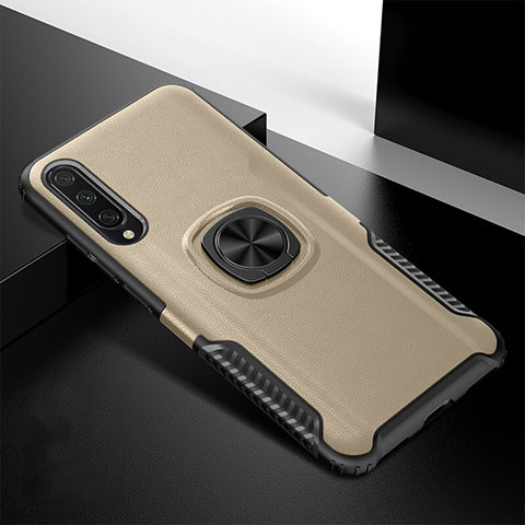 Coque Contour Silicone et Plastique Housse Etui Mat avec Magnetique Support Bague Anneau R02 pour Xiaomi Mi A3 Or