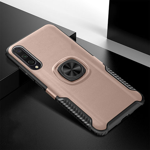 Coque Contour Silicone et Plastique Housse Etui Mat avec Magnetique Support Bague Anneau R02 pour Xiaomi Mi A3 Or Rose