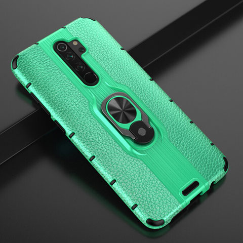 Coque Contour Silicone et Plastique Housse Etui Mat avec Magnetique Support Bague Anneau R05 pour Xiaomi Redmi Note 8 Pro Vert