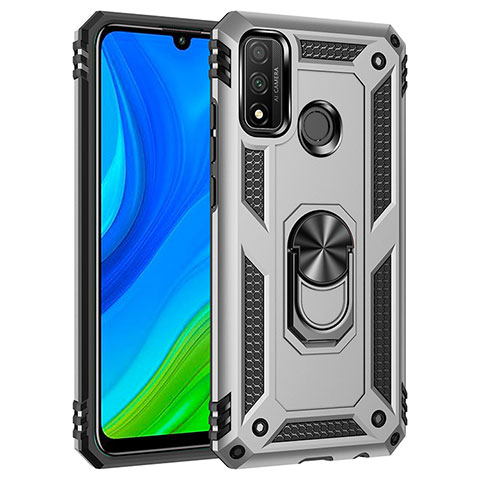 Coque Contour Silicone et Plastique Housse Etui Mat avec Magnetique Support Bague Anneau S01 pour Huawei Nova Lite 3 Plus Argent