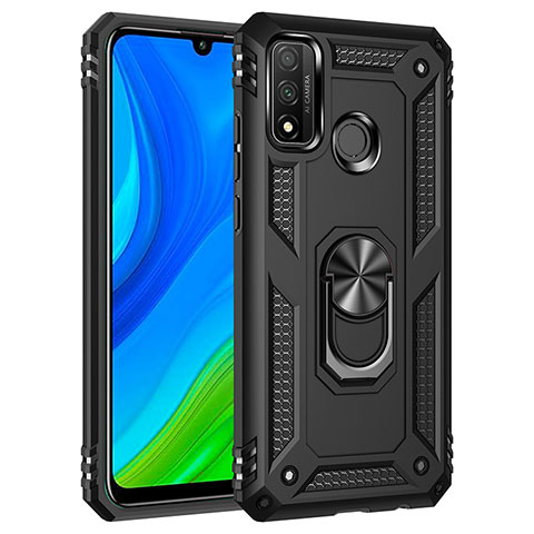 Coque Contour Silicone et Plastique Housse Etui Mat avec Magnetique Support Bague Anneau S01 pour Huawei Nova Lite 3 Plus Noir