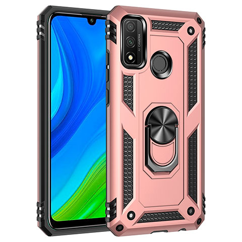 Coque Contour Silicone et Plastique Housse Etui Mat avec Magnetique Support Bague Anneau S01 pour Huawei Nova Lite 3 Plus Or Rose