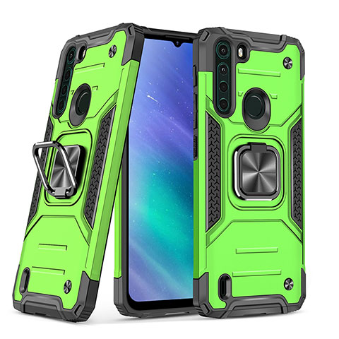 Coque Contour Silicone et Plastique Housse Etui Mat avec Magnetique Support Bague Anneau S01 pour Motorola Moto One Fusion Pastel Vert