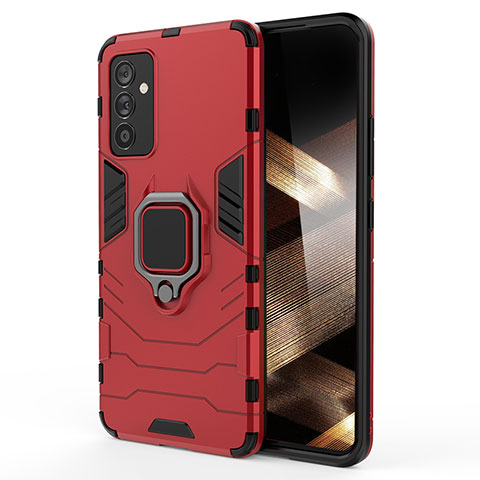 Coque Contour Silicone et Plastique Housse Etui Mat avec Magnetique Support Bague Anneau S01 pour Samsung Galaxy A15 4G Rouge