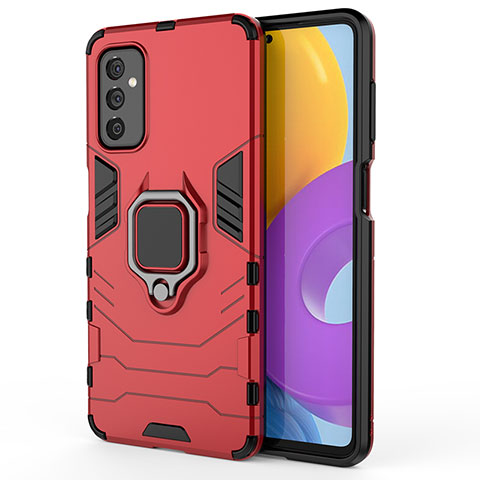 Coque Contour Silicone et Plastique Housse Etui Mat avec Magnetique Support Bague Anneau S01 pour Samsung Galaxy M52 5G Rouge