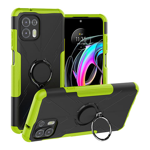 Coque Contour Silicone et Plastique Housse Etui Mat avec Magnetique Support Bague Anneau S02 pour Motorola Moto Edge 20 Lite 5G Vert