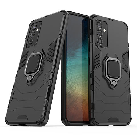 Coque Contour Silicone et Plastique Housse Etui Mat avec Magnetique Support Bague Anneau S02 pour Samsung Galaxy A05s Noir