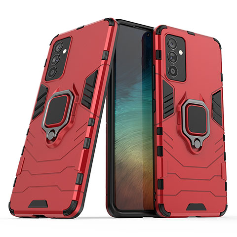 Coque Contour Silicone et Plastique Housse Etui Mat avec Magnetique Support Bague Anneau S02 pour Samsung Galaxy A34 5G Rouge