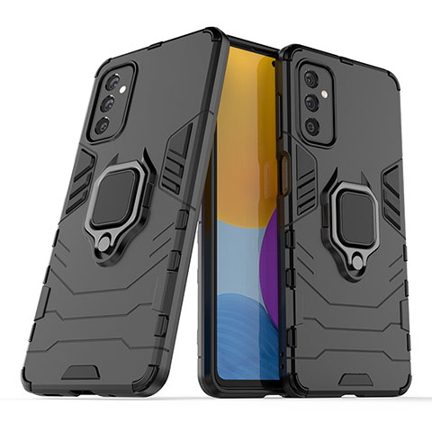 Coque Contour Silicone et Plastique Housse Etui Mat avec Magnetique Support Bague Anneau S02 pour Samsung Galaxy M52 5G Noir