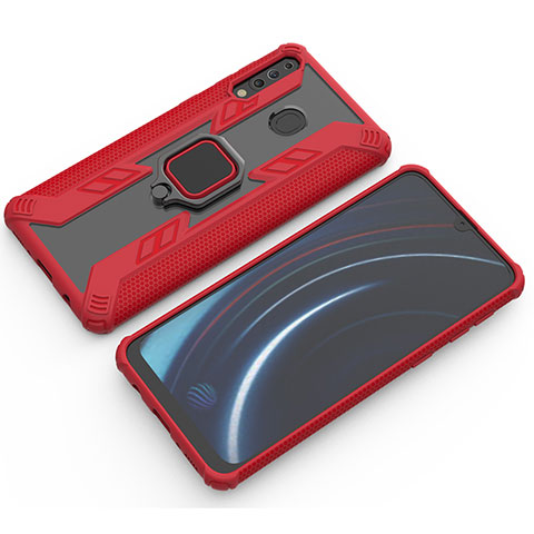 Coque Contour Silicone et Plastique Housse Etui Mat avec Magnetique Support Bague Anneau S03 pour Samsung Galaxy M30 Rouge