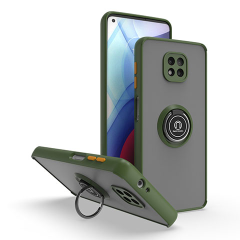Coque Contour Silicone et Plastique Housse Etui Mat avec Magnetique Support Bague Anneau S04 pour Motorola Moto G Power (2021) Vert