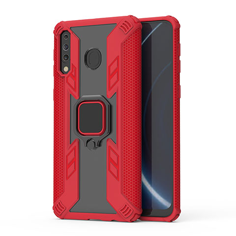 Coque Contour Silicone et Plastique Housse Etui Mat avec Magnetique Support Bague Anneau S04 pour Samsung Galaxy A40s Rouge