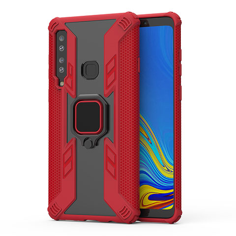 Coque Contour Silicone et Plastique Housse Etui Mat avec Magnetique Support Bague Anneau S04 pour Samsung Galaxy A9 (2018) A920 Rouge