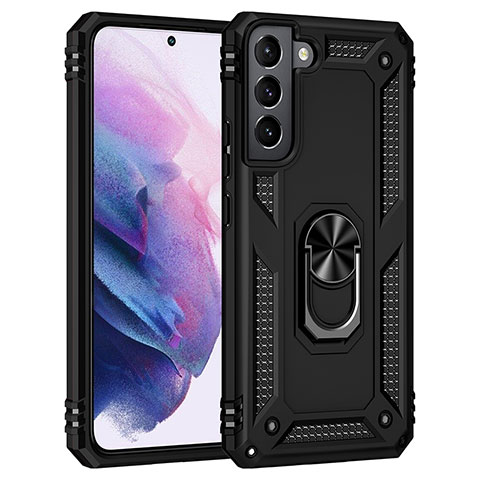 Coque Contour Silicone et Plastique Housse Etui Mat avec Magnetique Support Bague Anneau T02 pour Samsung Galaxy S22 Plus 5G Noir