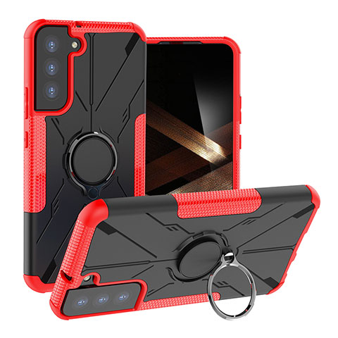 Coque Contour Silicone et Plastique Housse Etui Mat avec Magnetique Support Bague Anneau T08 pour Samsung Galaxy S24 5G Rouge