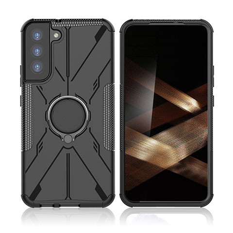 Coque Contour Silicone et Plastique Housse Etui Mat avec Magnetique Support Bague Anneau T09 pour Samsung Galaxy S24 Plus 5G Noir