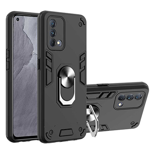 Coque Contour Silicone et Plastique Housse Etui Mat avec Magnetique Support Bague Anneau Y01B pour Realme GT Master 5G Noir