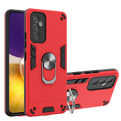 Coque Contour Silicone et Plastique Housse Etui Mat avec Magnetique Support Bague Anneau Y01B pour Samsung Galaxy A24 4G Rouge