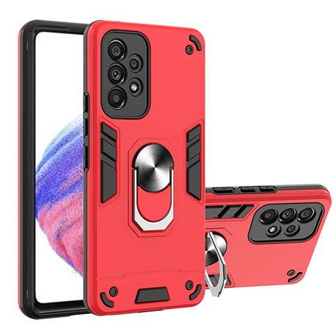 Coque Contour Silicone et Plastique Housse Etui Mat avec Magnetique Support Bague Anneau Y01B pour Samsung Galaxy A53 5G Rouge