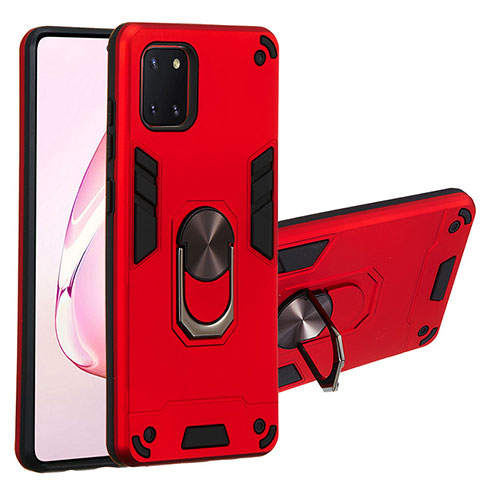 Coque Contour Silicone et Plastique Housse Etui Mat avec Magnetique Support Bague Anneau Y01B pour Samsung Galaxy M60s Rouge