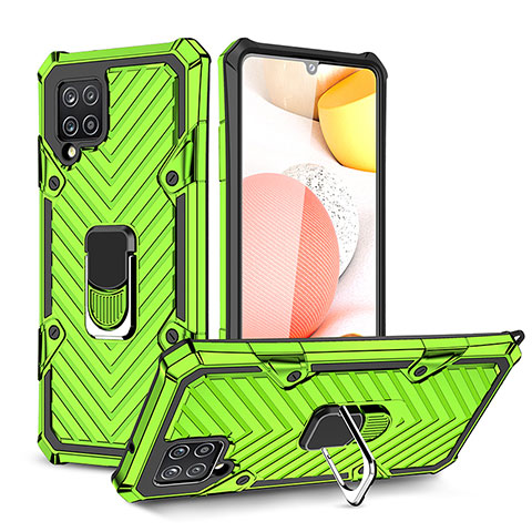 Coque Contour Silicone et Plastique Housse Etui Mat avec Magnetique Support Bague Anneau YF1 pour Samsung Galaxy A42 5G Pastel Vert