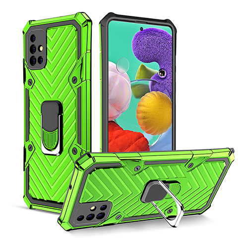 Coque Contour Silicone et Plastique Housse Etui Mat avec Magnetique Support Bague Anneau YF1 pour Samsung Galaxy A51 5G Pastel Vert