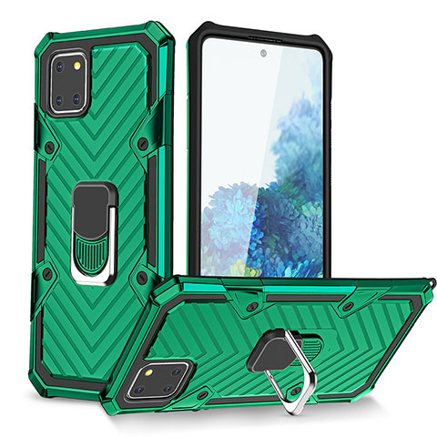 Coque Contour Silicone et Plastique Housse Etui Mat avec Magnetique Support Bague Anneau YF1 pour Samsung Galaxy A81 Vert