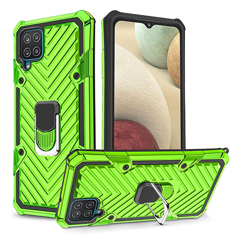 Coque Contour Silicone et Plastique Housse Etui Mat avec Magnetique Support Bague Anneau YF1 pour Samsung Galaxy F12 Pastel Vert