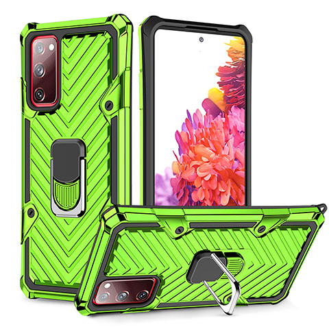 Coque Contour Silicone et Plastique Housse Etui Mat avec Magnetique Support Bague Anneau YF1 pour Samsung Galaxy S20 FE 4G Pastel Vert