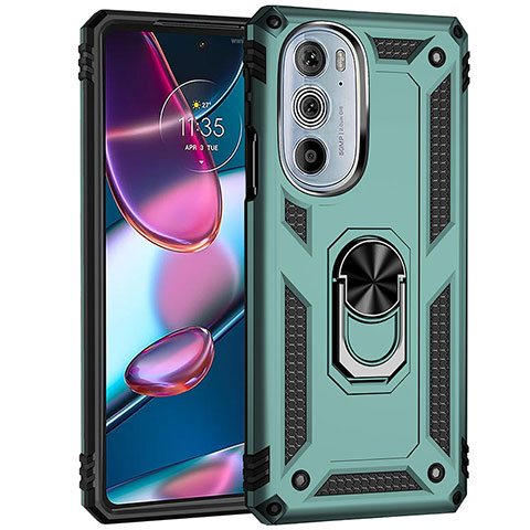 Coque Contour Silicone et Plastique Housse Etui Mat avec Magnetique Support Bague Anneau Z01 pour Motorola Moto Edge 30 Pro 5G Vert