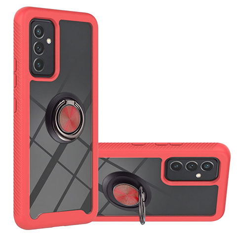 Coque Contour Silicone et Plastique Housse Etui Mat avec Magnetique Support Bague Anneau ZJ1 pour Samsung Galaxy A24 4G Rouge