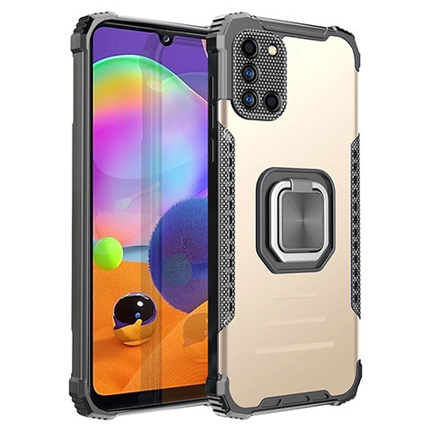 Coque Contour Silicone et Plastique Housse Etui Mat avec Magnetique Support Bague Anneau ZJ2 pour Samsung Galaxy A31 Or