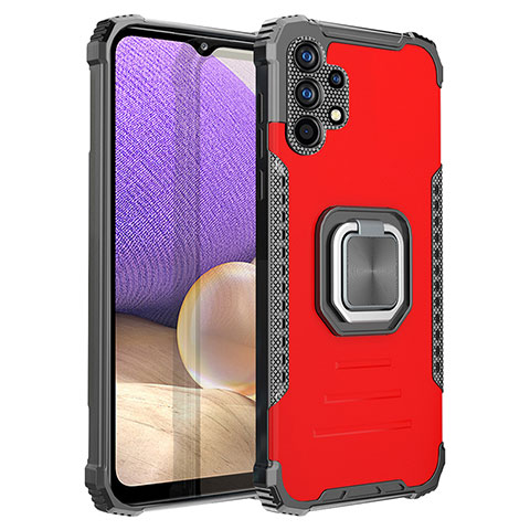 Coque Contour Silicone et Plastique Housse Etui Mat avec Magnetique Support Bague Anneau ZJ2 pour Samsung Galaxy A32 4G Rouge