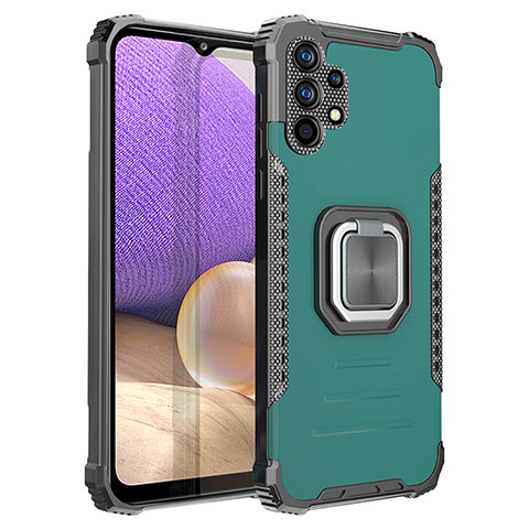 Coque Contour Silicone et Plastique Housse Etui Mat avec Magnetique Support Bague Anneau ZJ2 pour Samsung Galaxy A32 4G Vert