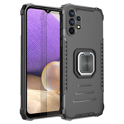 Coque Contour Silicone et Plastique Housse Etui Mat avec Magnetique Support Bague Anneau ZJ2 pour Samsung Galaxy A32 5G Noir