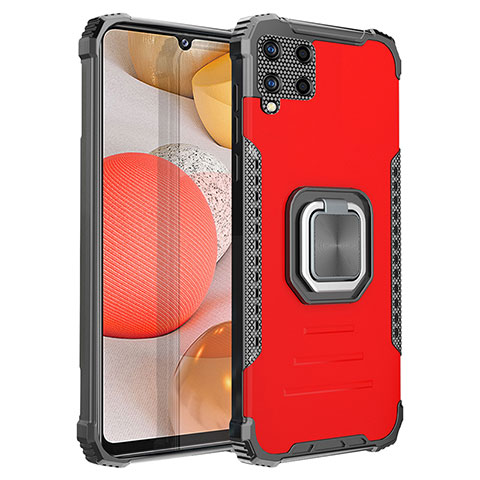 Coque Contour Silicone et Plastique Housse Etui Mat avec Magnetique Support Bague Anneau ZJ2 pour Samsung Galaxy A42 5G Rouge