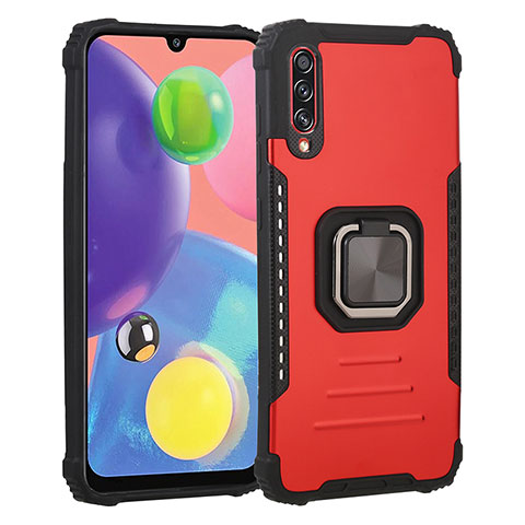 Coque Contour Silicone et Plastique Housse Etui Mat avec Magnetique Support Bague Anneau ZJ2 pour Samsung Galaxy A70 Rouge