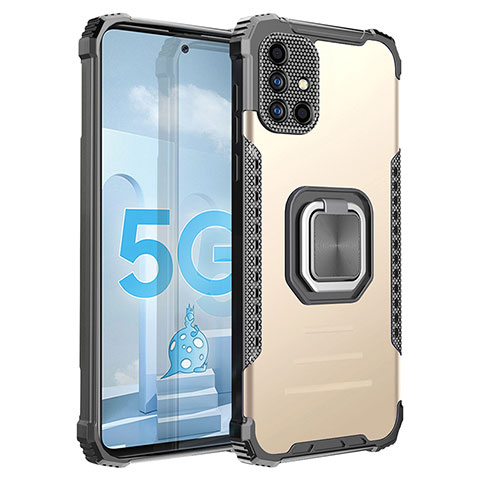 Coque Contour Silicone et Plastique Housse Etui Mat avec Magnetique Support Bague Anneau ZJ2 pour Samsung Galaxy M40S Or