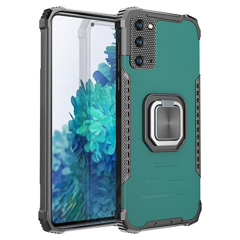 Coque Contour Silicone et Plastique Housse Etui Mat avec Magnetique Support Bague Anneau ZJ2 pour Samsung Galaxy S20 FE (2022) 5G Vert