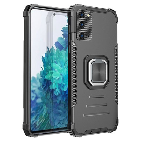 Coque Contour Silicone et Plastique Housse Etui Mat avec Magnetique Support Bague Anneau ZJ2 pour Samsung Galaxy S20 FE 5G Noir