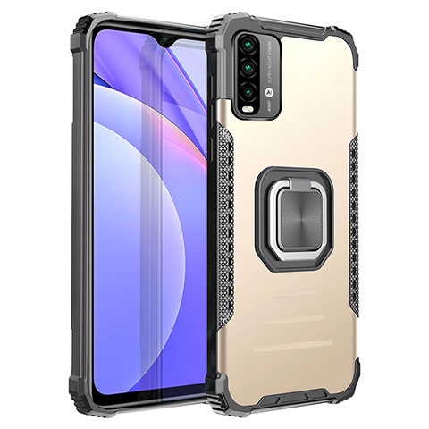 Coque Contour Silicone et Plastique Housse Etui Mat avec Magnetique Support Bague Anneau ZJ2 pour Xiaomi Redmi Note 9 4G Or