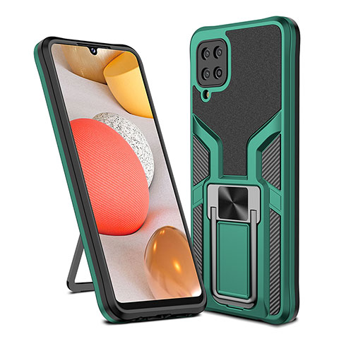 Coque Contour Silicone et Plastique Housse Etui Mat avec Magnetique Support Bague Anneau ZL1 pour Samsung Galaxy A12 5G Vert