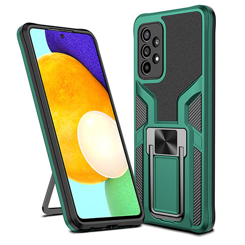 Coque Contour Silicone et Plastique Housse Etui Mat avec Magnetique Support Bague Anneau ZL1 pour Samsung Galaxy A52 5G Vert