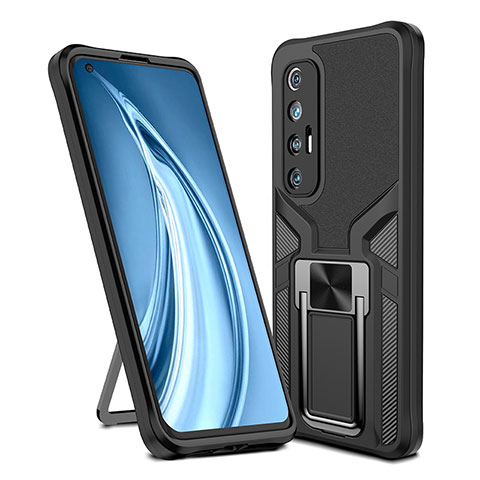 Coque Contour Silicone et Plastique Housse Etui Mat avec Magnetique Support Bague Anneau ZL1 pour Xiaomi Mi 10S 5G Noir