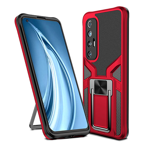 Coque Contour Silicone et Plastique Housse Etui Mat avec Magnetique Support Bague Anneau ZL1 pour Xiaomi Mi 10S 5G Rouge