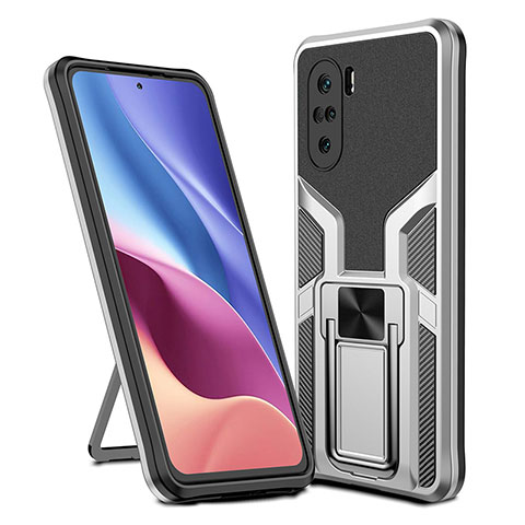 Coque Contour Silicone et Plastique Housse Etui Mat avec Magnetique Support Bague Anneau ZL1 pour Xiaomi Mi 11X Pro 5G Argent