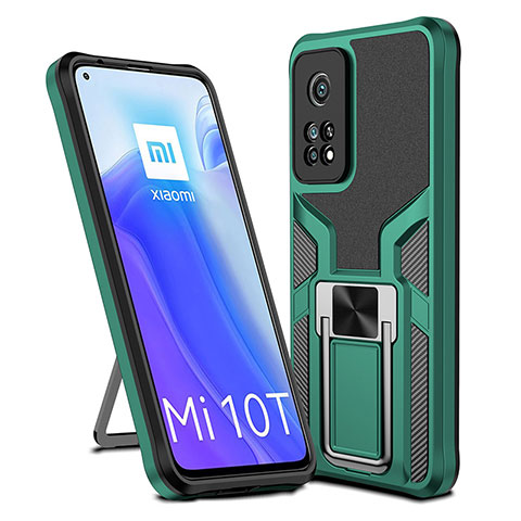 Coque Contour Silicone et Plastique Housse Etui Mat avec Magnetique Support Bague Anneau ZL1 pour Xiaomi Redmi K30S 5G Vert