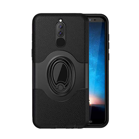 Coque Contour Silicone et Plastique Housse Etui Mat avec Magnetique Support pour Huawei Mate 10 Lite Noir